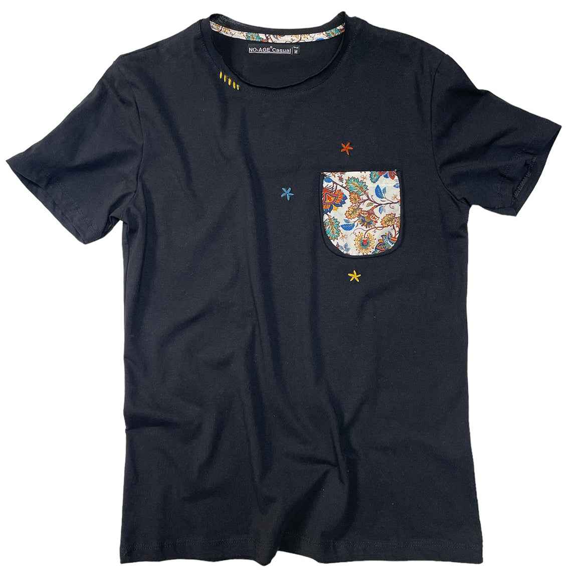 T-shirt regular col rond Noir Pocket