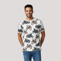 Homme T-shirt col rond NO AGE avec imprimé moto, en coton, couleur sombre, coupe décontractée, visible sur fond neutre.