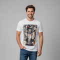Regular fit NO AGE men's t-shirt in white with round collar, displayed on a plain background.
