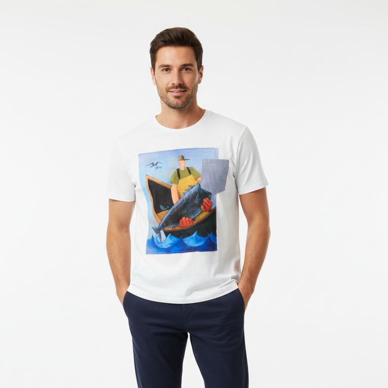 T-shirt regular col rond FISH