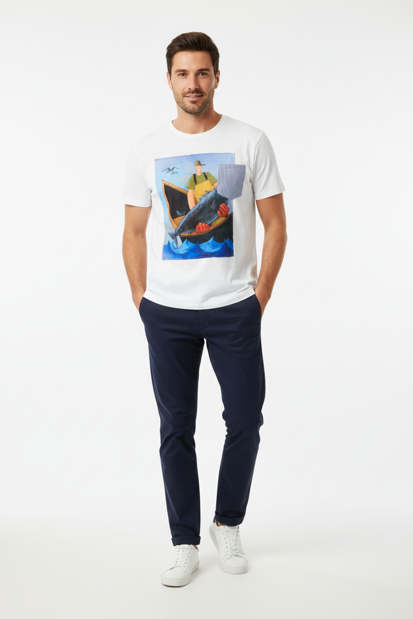 T-shirt regular col rond FISH
