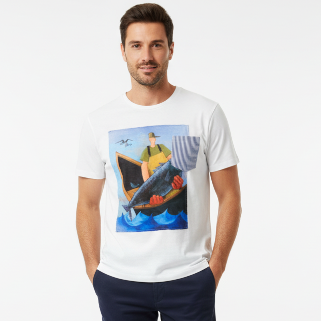 T-shirt regular col rond FISH