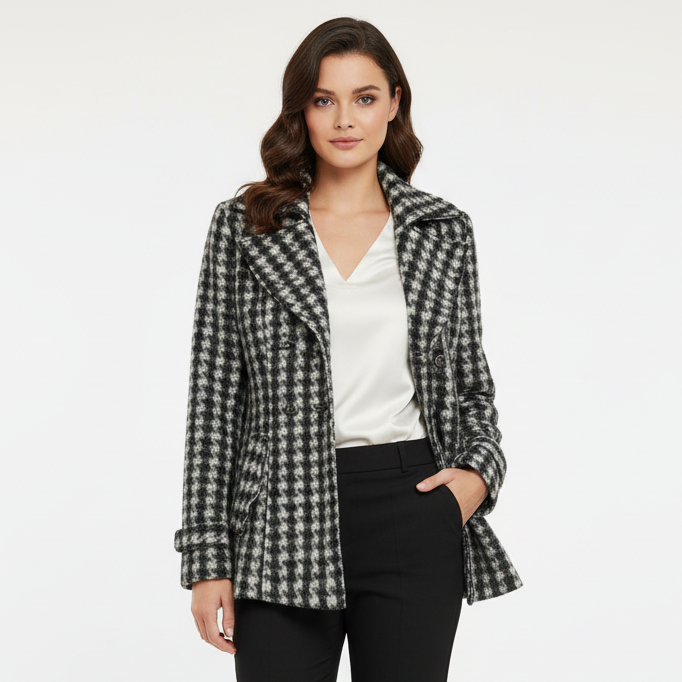 Veste femme lainage damier